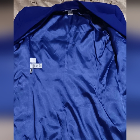 Jones New York Blazer Women Royal Blue Sz6 Pure New Wool Ejecutive Jacket - Picture 5 of 13